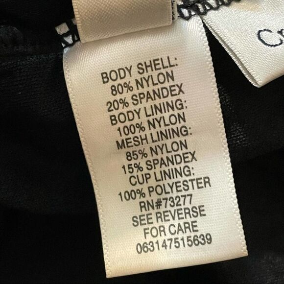 Croft & Barrow Solid Black & Green Floral Swim Top Removeable Straps size 6 - Picture 3 of 11